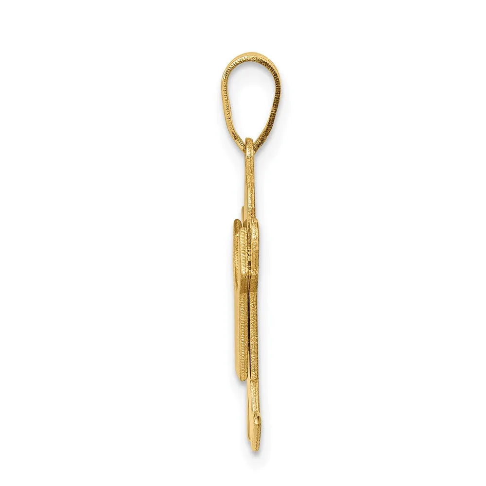 14k Yellow Gold Solid Satin Engravable Boy Jumping Charm