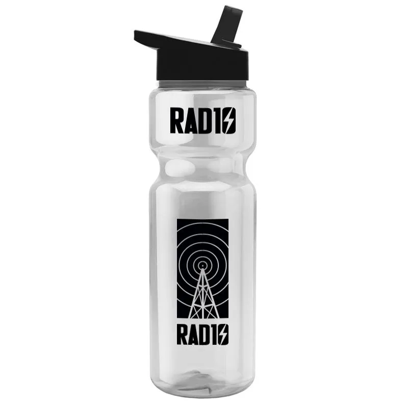 28 oz Transparent Bottle w/ Flip Straw Lid