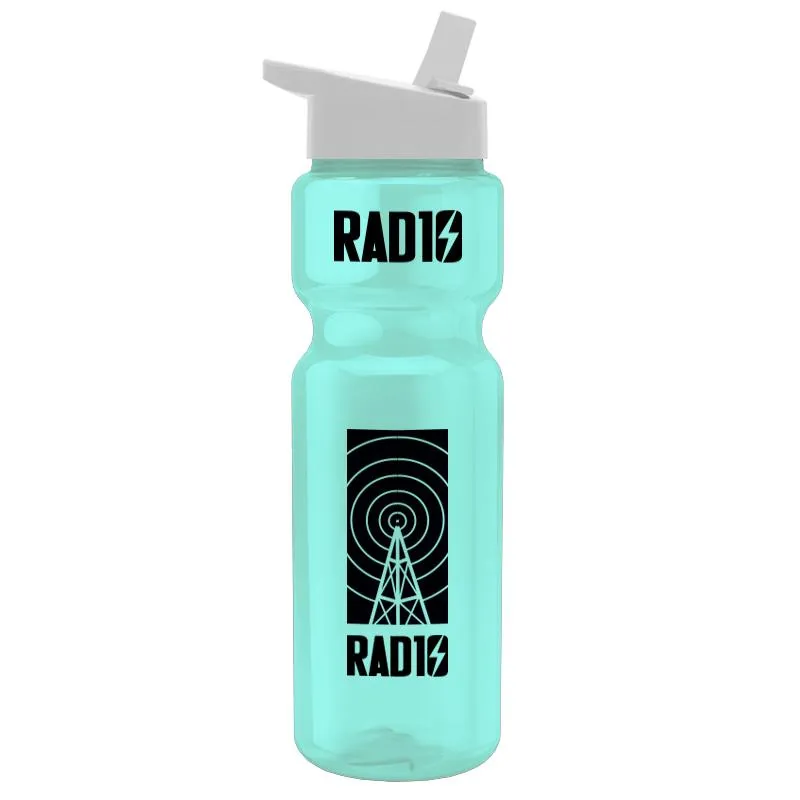 28 oz Transparent Bottle w/ Flip Straw Lid