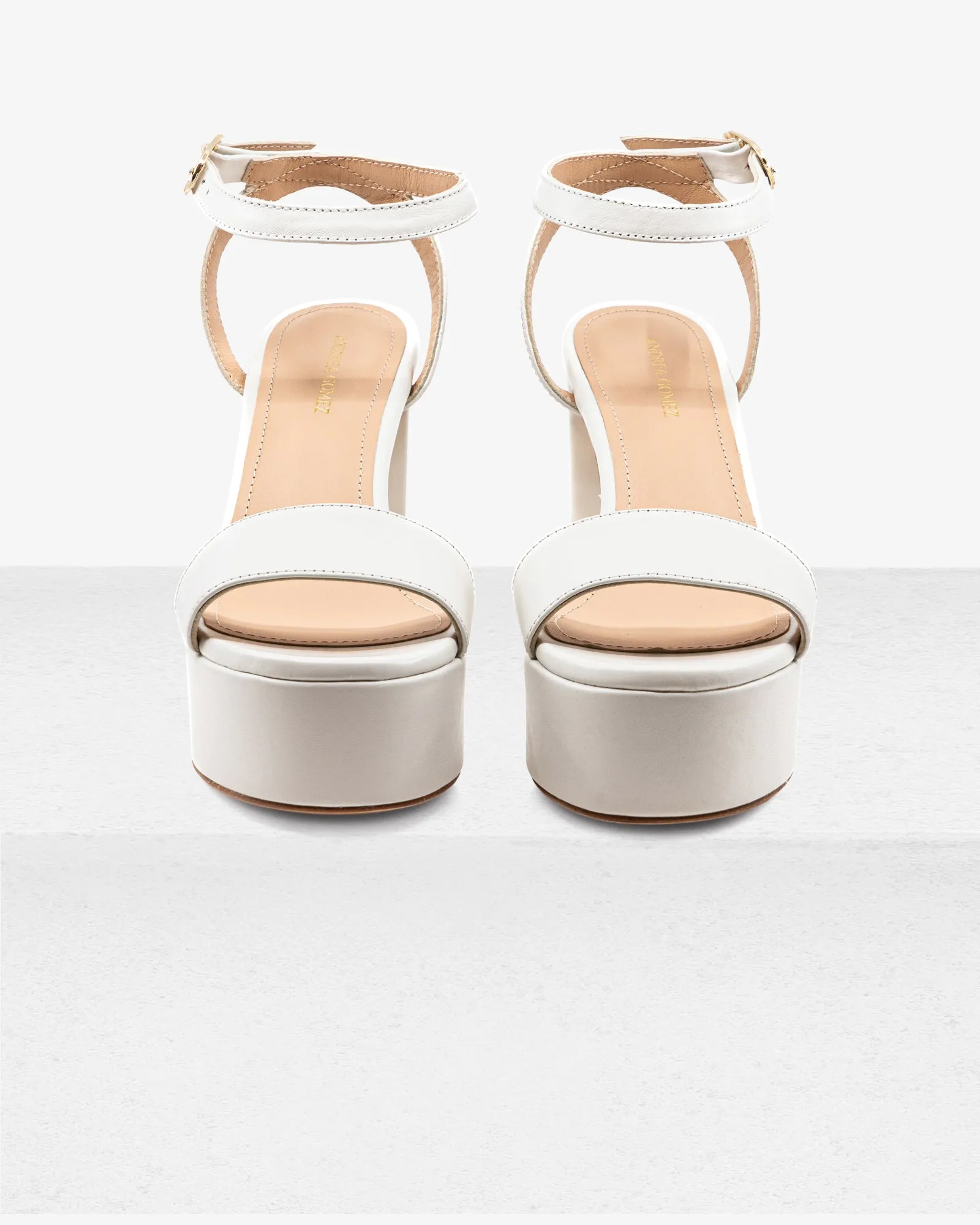 Becka White Leather Platform