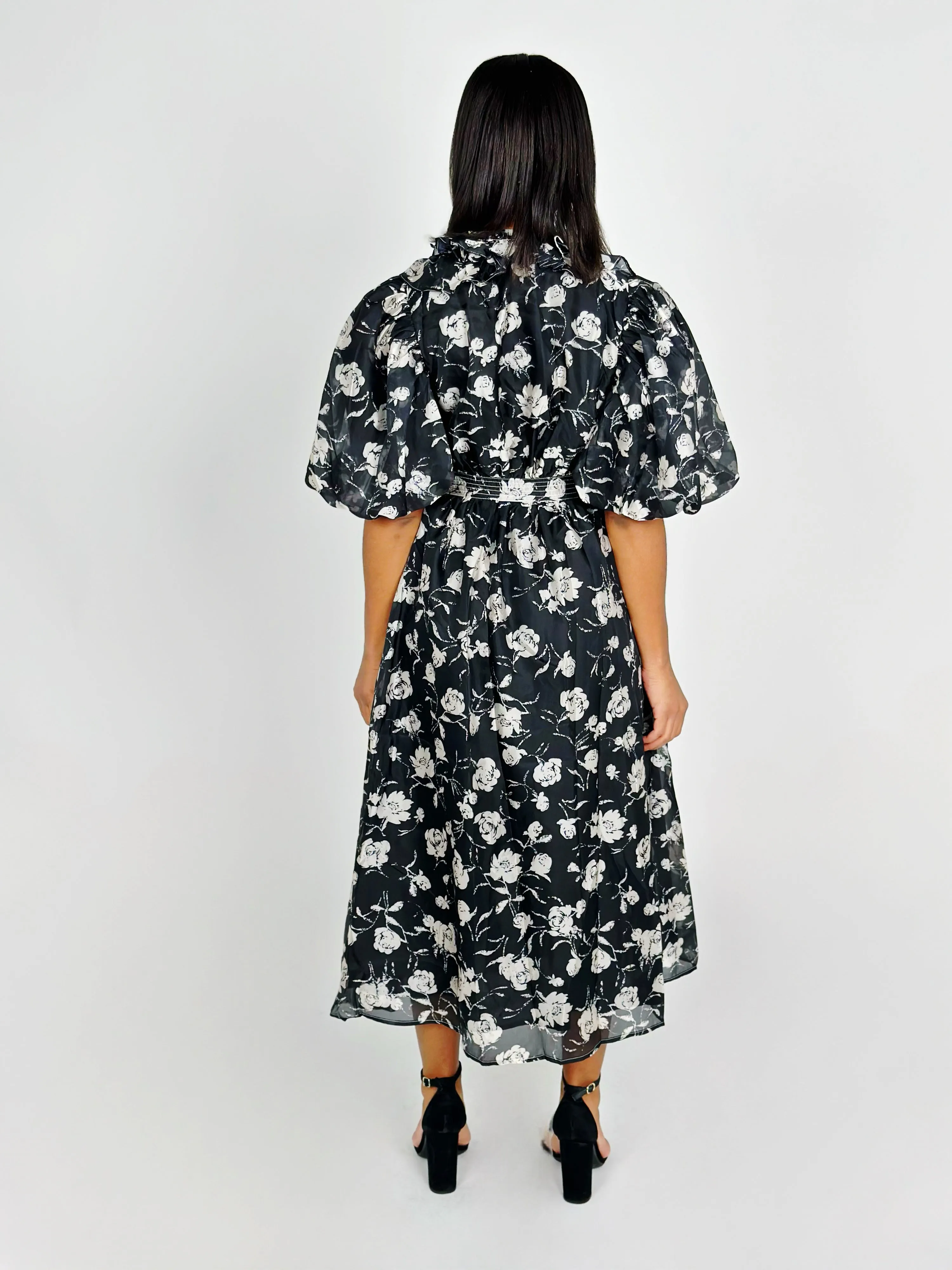Black Wrap Midi Dress