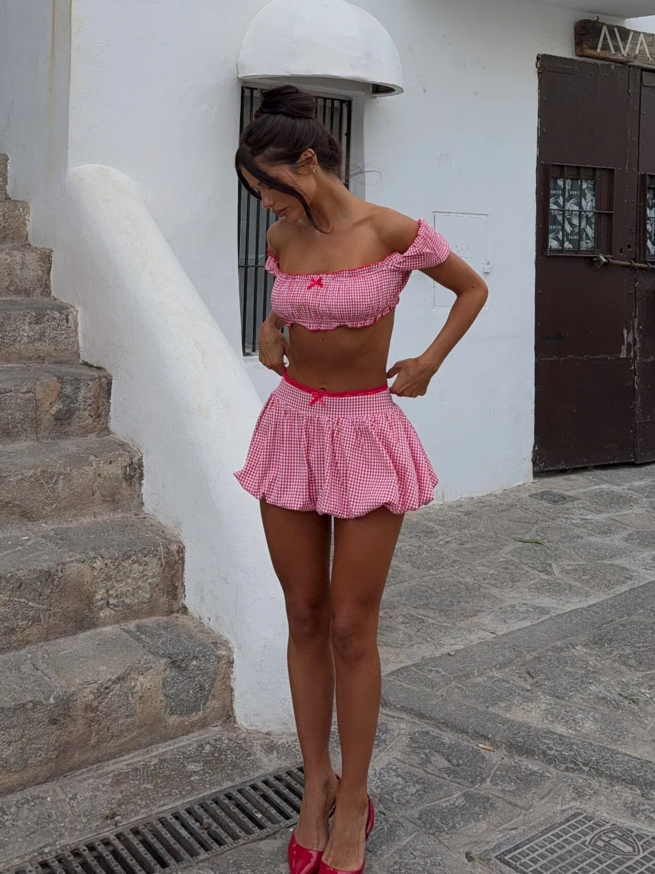 BONNIEE MINI SKIRT RED GINGHAM