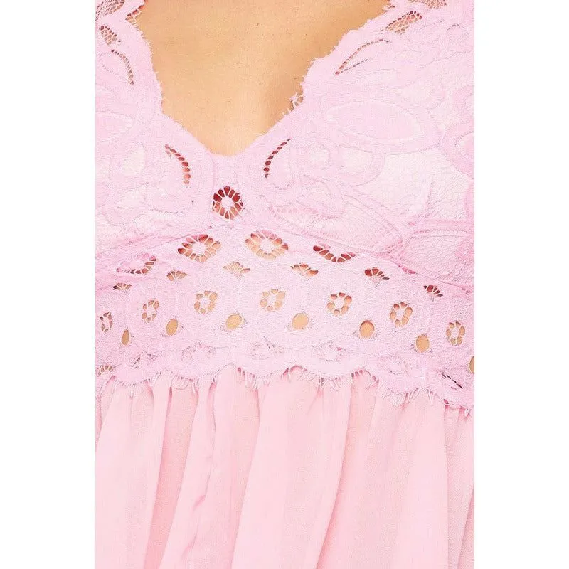 Casual Sleeveless Lace Sheer Top