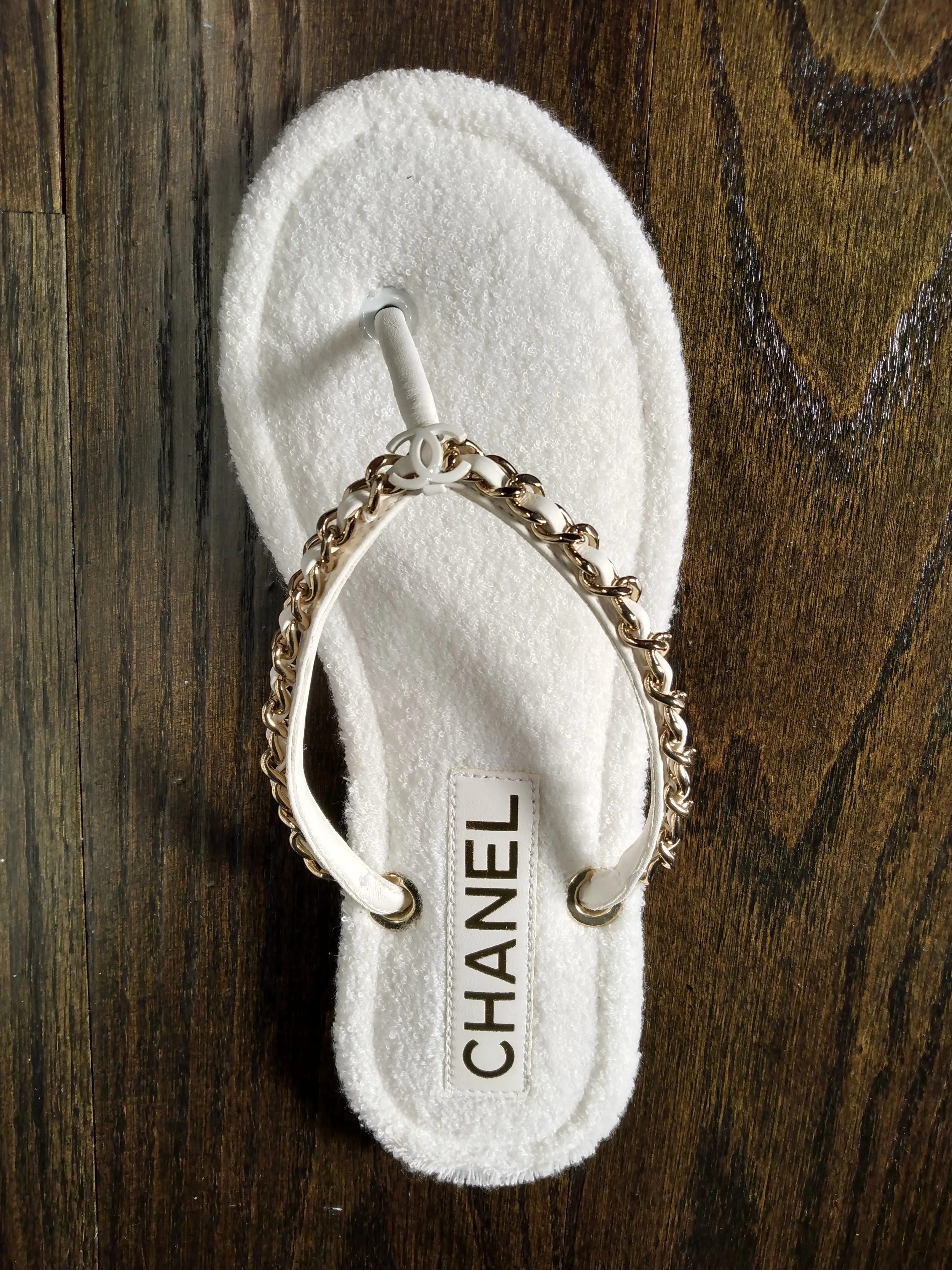 Chanel White Flip Flops