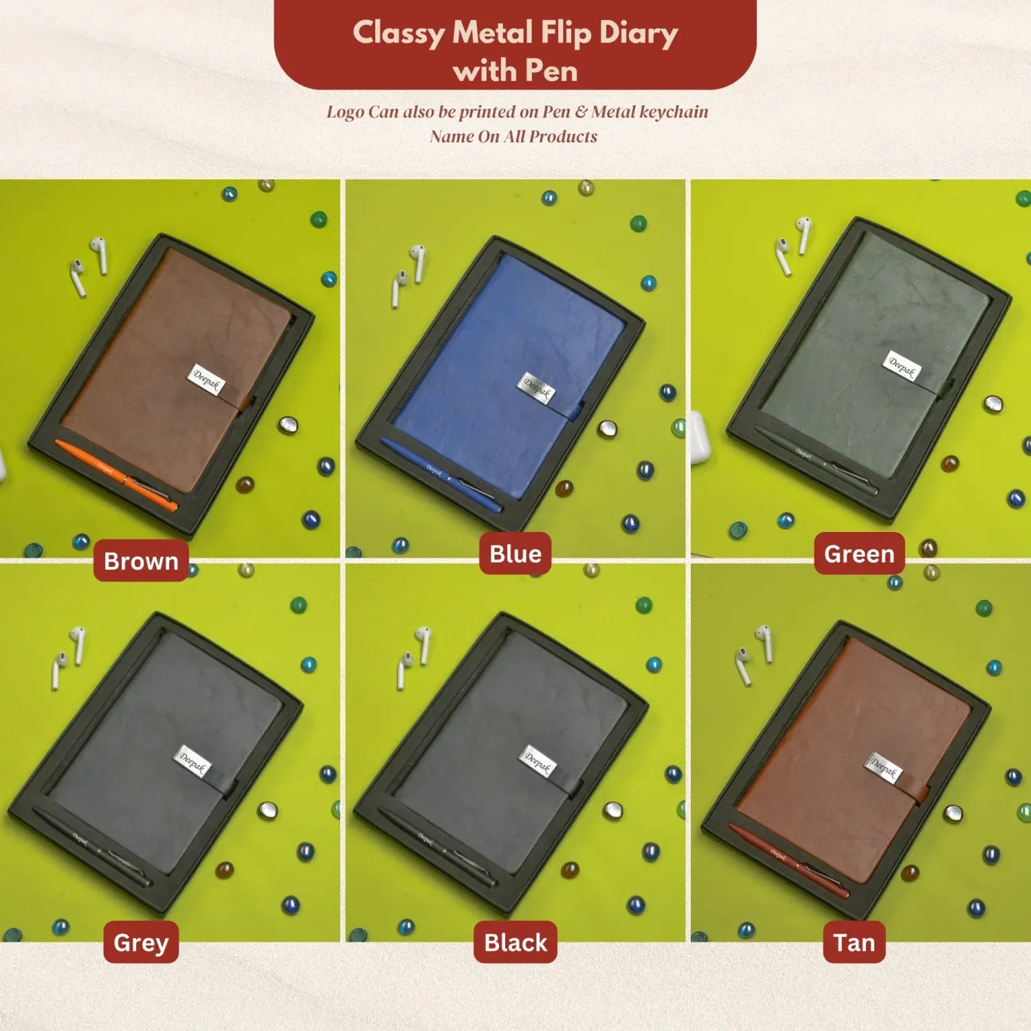 Classy Metal Flip Diary   Classic Metal Pen - Black