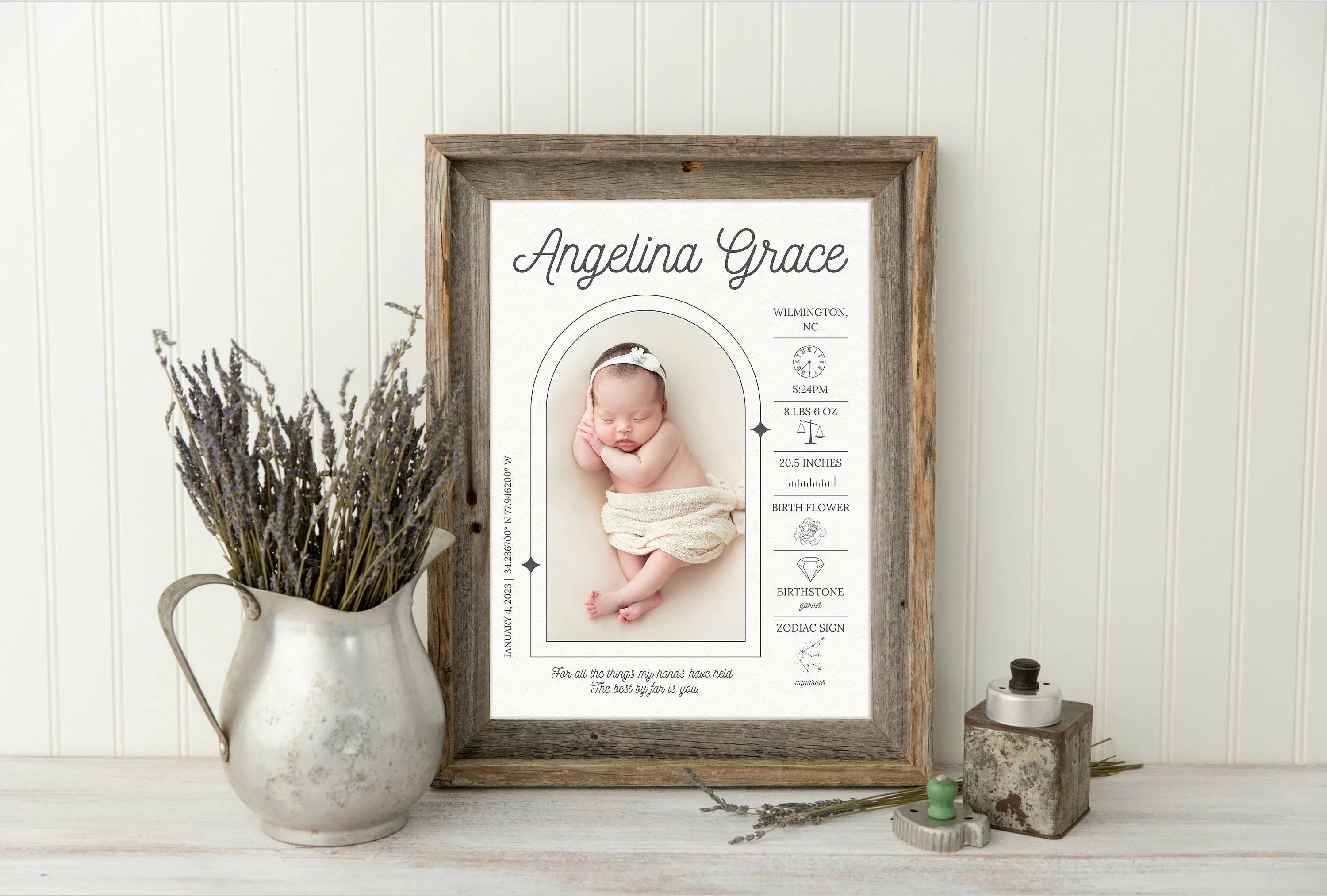 Custom Baby Birth Stats with Photo | Newborn Baby Wall Art | Personalized and Customizable | Newborn Gift | Baby Nursery Art | Birth Poster