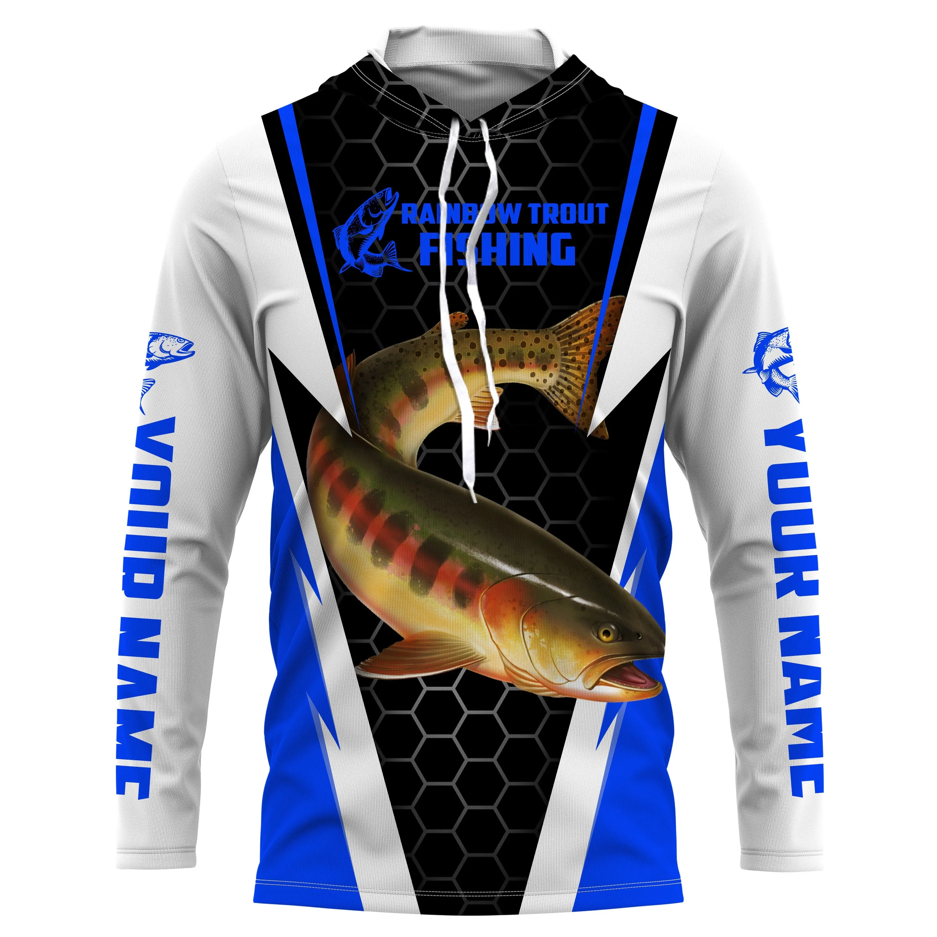Custom Rainbow Trout Fishing jerseys, Trout Long Sleeves tournament Fishing Shirts | blue IPHW2804