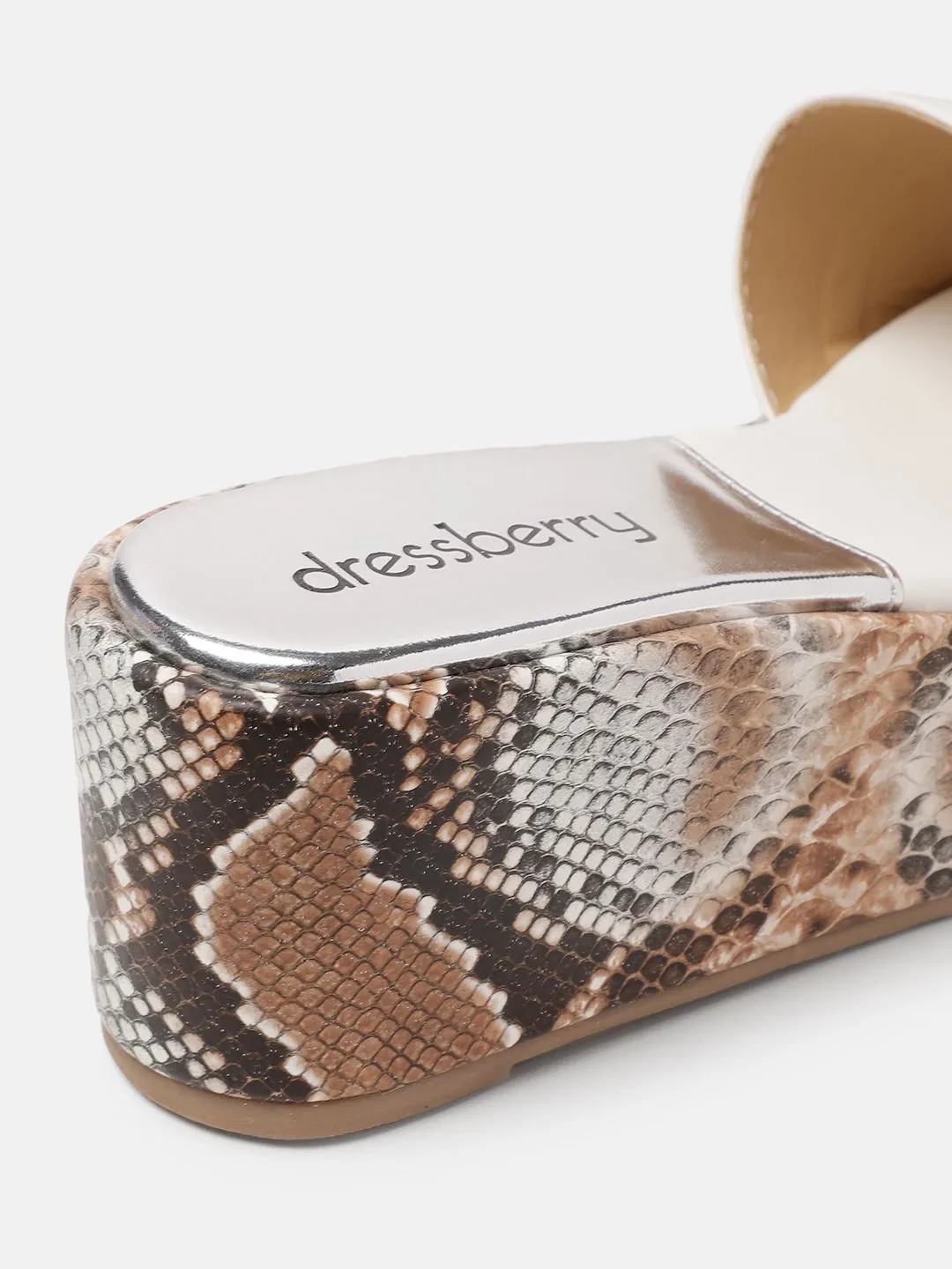DressBerry Snake Skin Print Platform Sandals