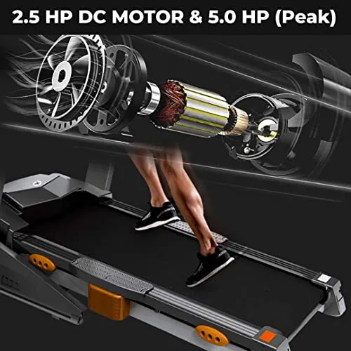 Durafit Heavy Multifunction 5 HP Peak DC Motorized Treadmill with Max Speed 16 Km/Hr, Max User Weight 120 Kg, Spring Suspension Technology