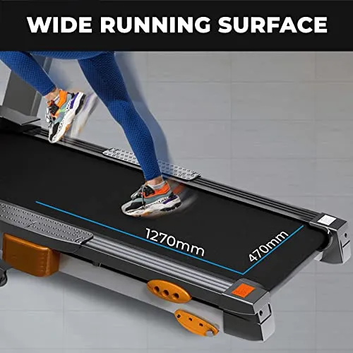 Durafit Heavy Multifunction 5 HP Peak DC Motorized Treadmill with Max Speed 16 Km/Hr, Max User Weight 120 Kg, Spring Suspension Technology