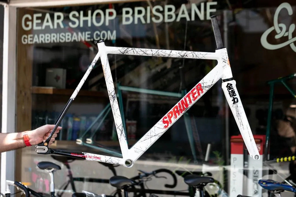 Engine11 Sprinter Track Frame - White & Black Splatter - Large