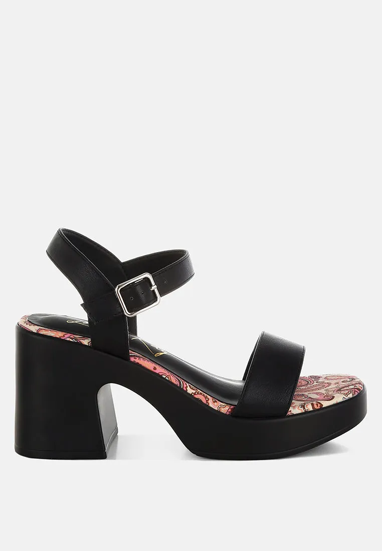 Faux Leather Pin Buckle Platform Heels By RUW