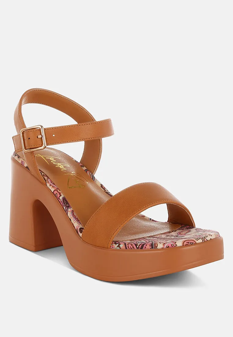 Faux Leather Pin Buckle Platform Heels By RUW