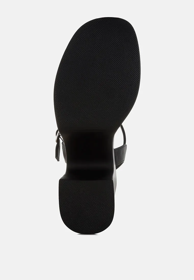 Faux Leather Pin Buckle Platform Heels By RUW