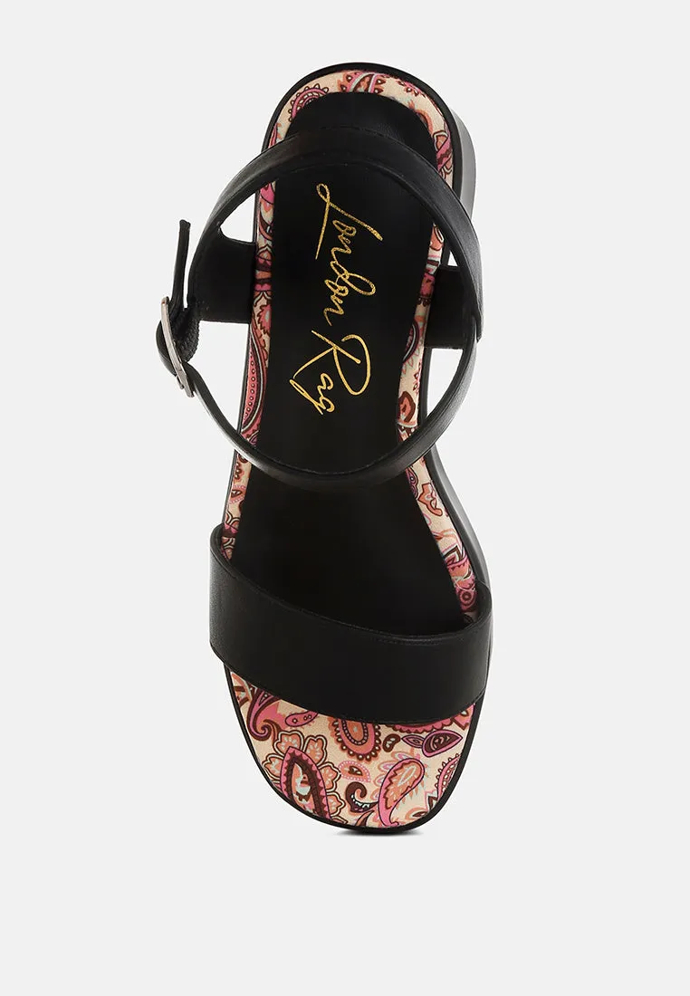 Faux Leather Pin Buckle Platform Heels By RUW