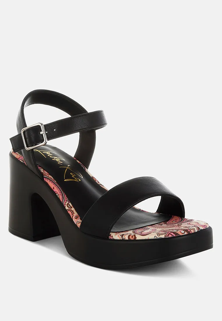 Faux Leather Pin Buckle Platform Heels By RUW