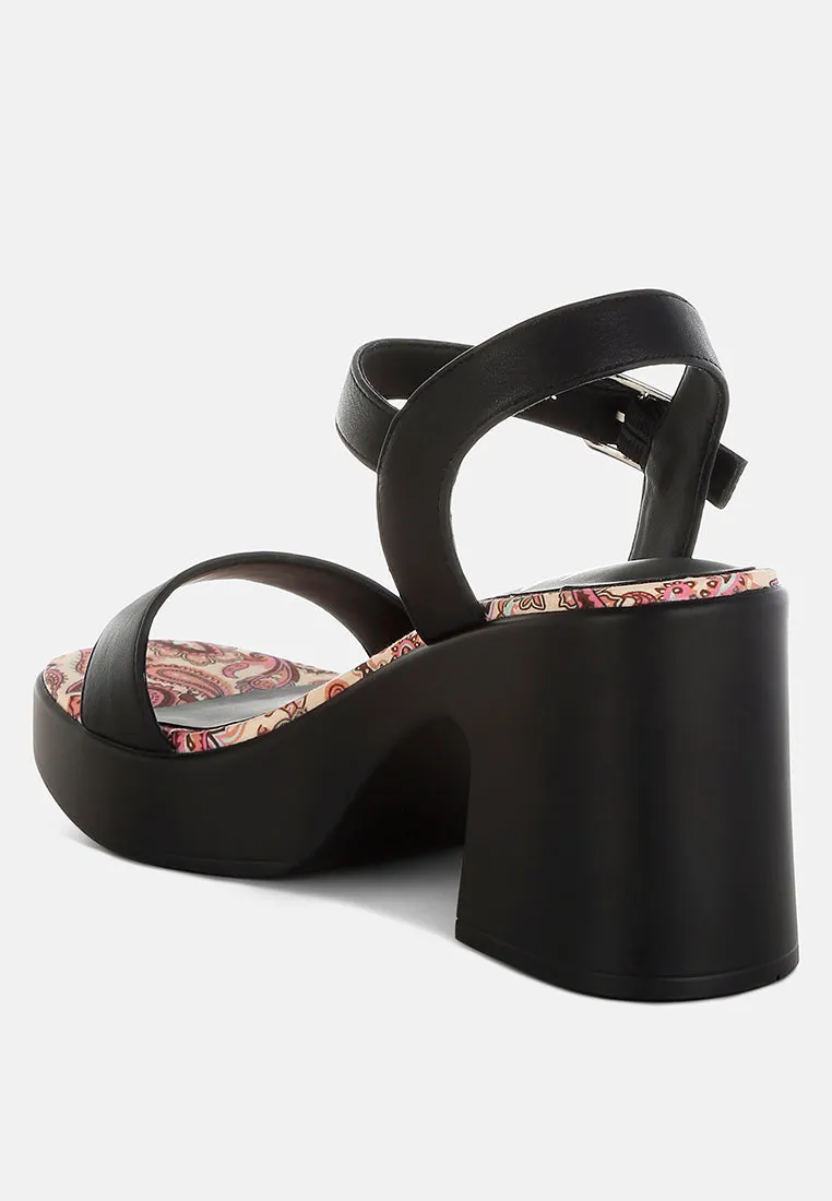 Faux Leather Pin Buckle Platform Heels By RUW