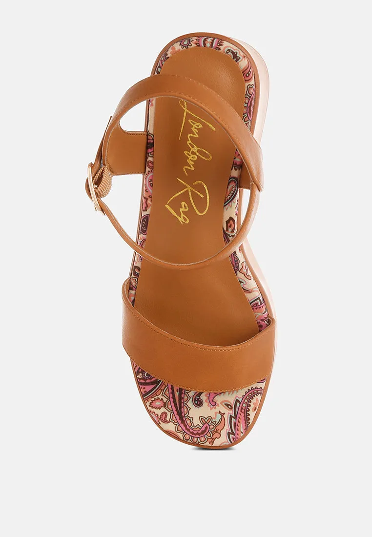 Faux Leather Pin Buckle Platform Heels By RUW