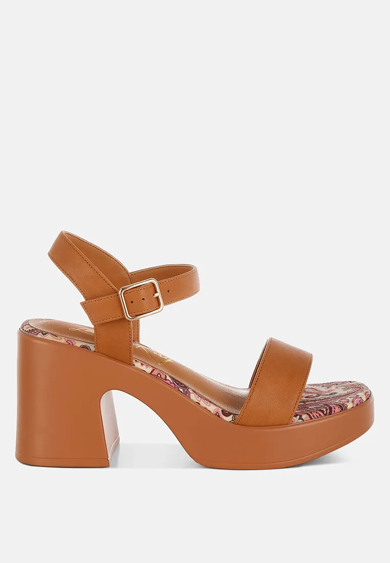 Faux Leather Pin Buckle Platform Heels By RUW