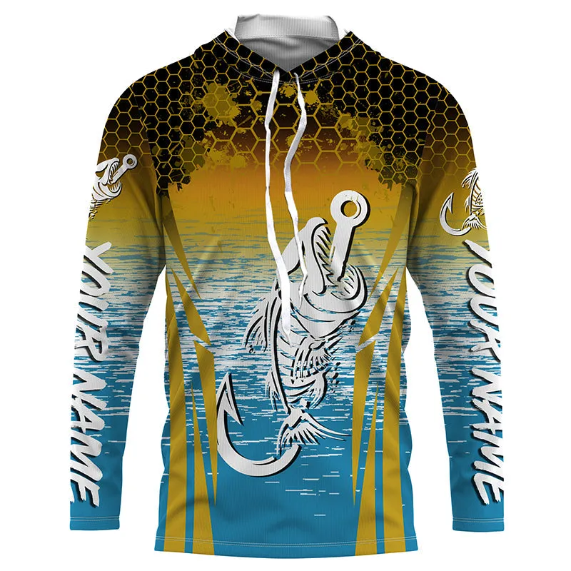 Fish hook skull Long Sleeve tournament Fishing jerseys Shirts UPF 30  for Fisherman TTS0172