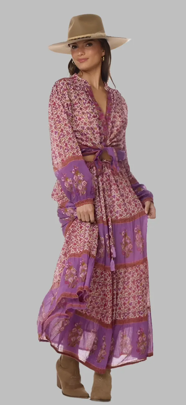 Ginger Printed Blouse Long Sleeves Pink
