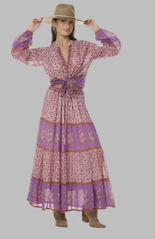 Ginger Printed Blouse Long Sleeves Pink
