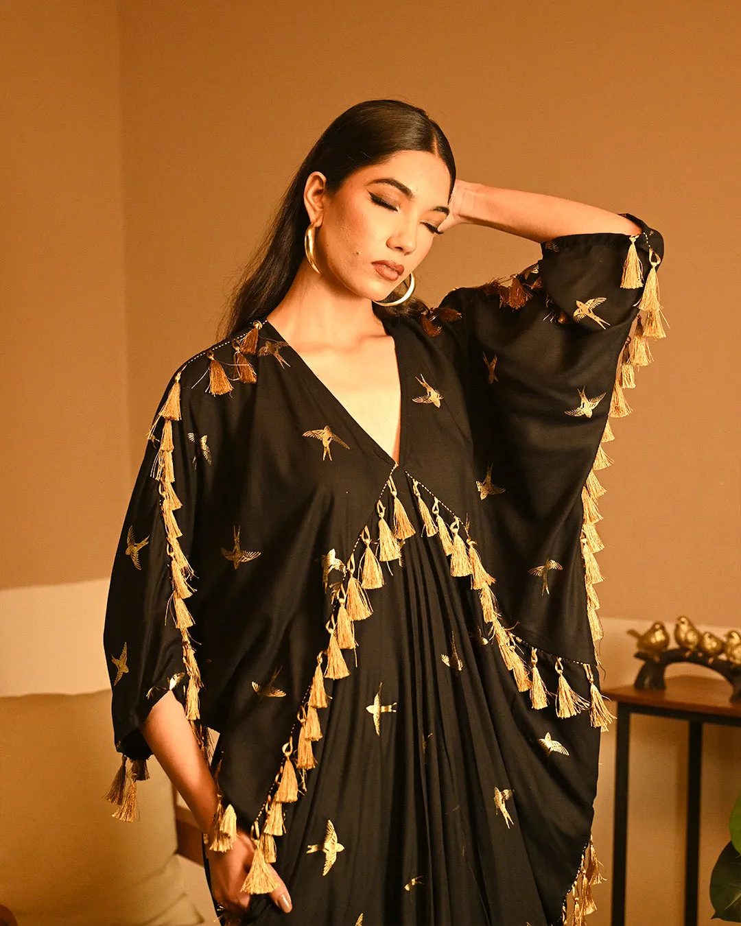 Gold Bird Foil kaftan
