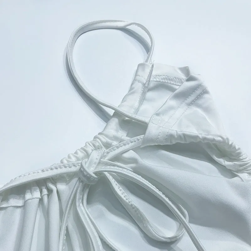 INS 2023 Summer New Women's Dress, Waist Pleated, Open Back, Strappy Dress for Women, Resort Dress  C-240731-L5
