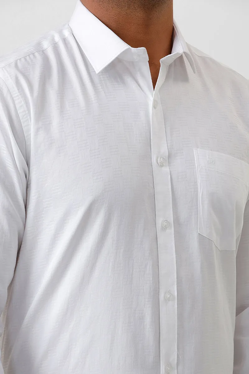 Italian Dobby - White Embossed Line Formal Shirts For Men | Ariser