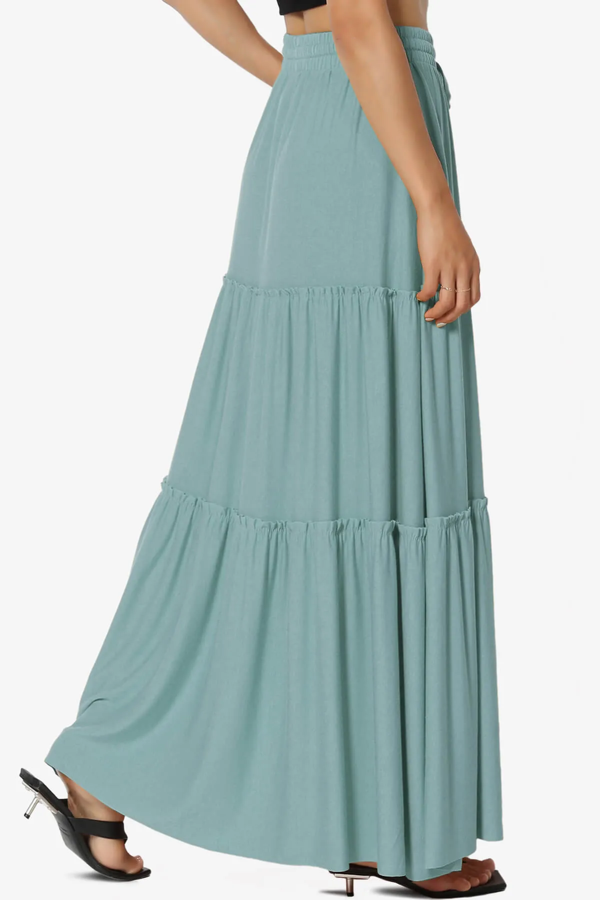 Kelton Ruffle Tiered Jersey Maxi Skirt PLUS