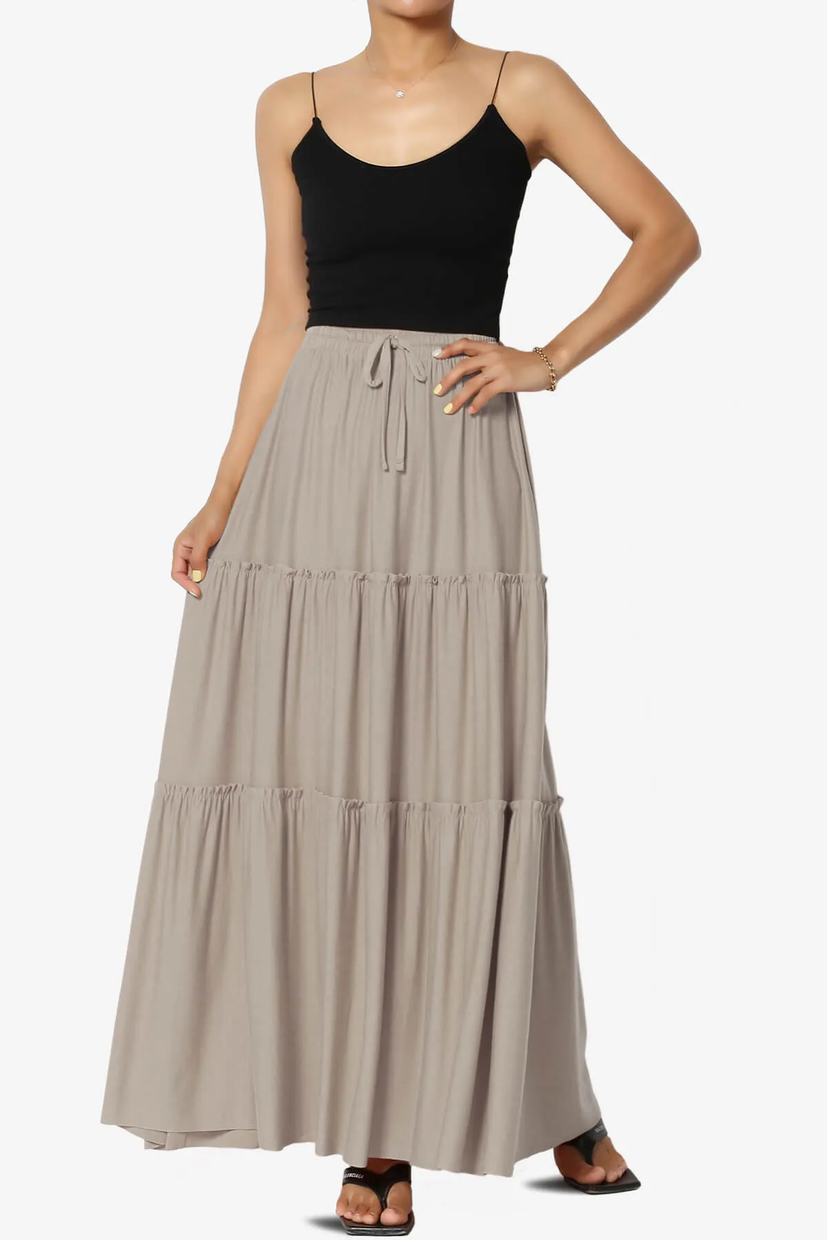 Kelton Ruffle Tiered Jersey Maxi Skirt PLUS