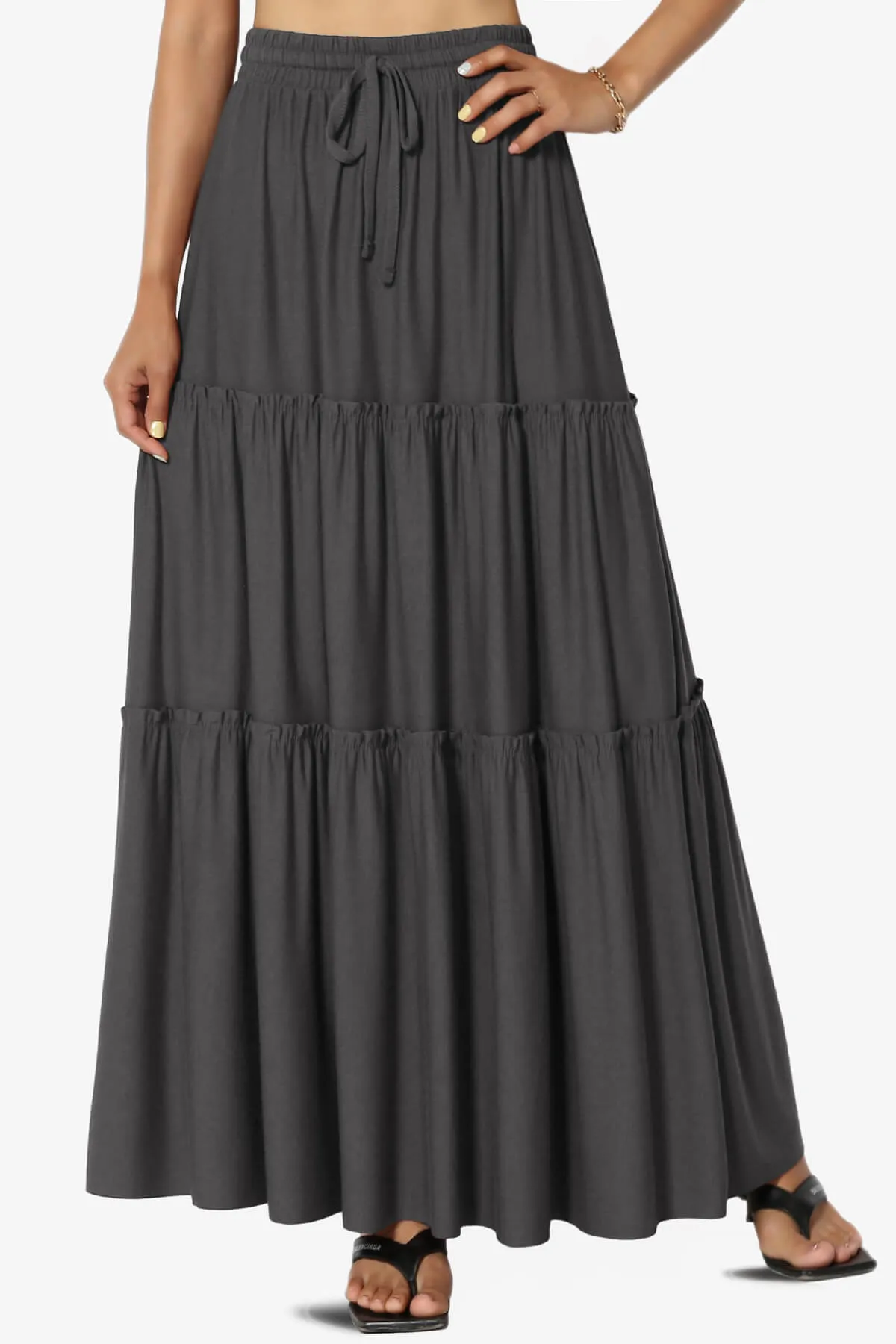 Kelton Ruffle Tiered Jersey Maxi Skirt PLUS