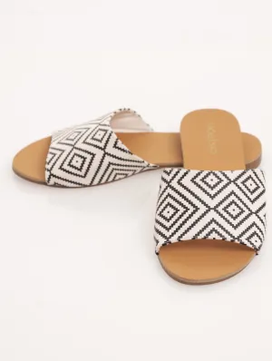 Ladies Printed Geometric Mule Flat Sandal