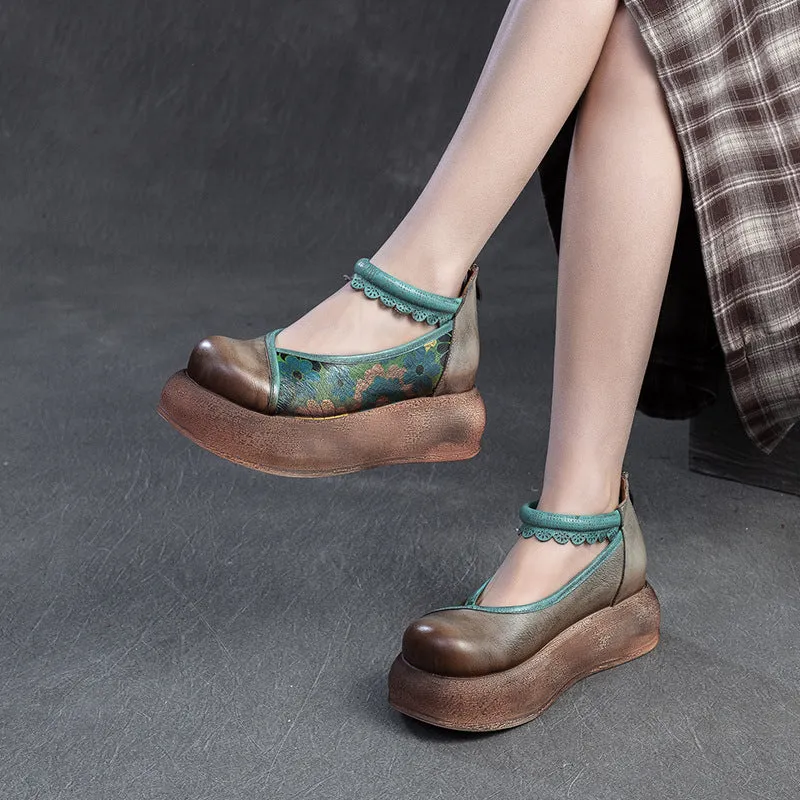 Ladies Spring Vintage Ethnic Style Printed Soft Platform Sandals