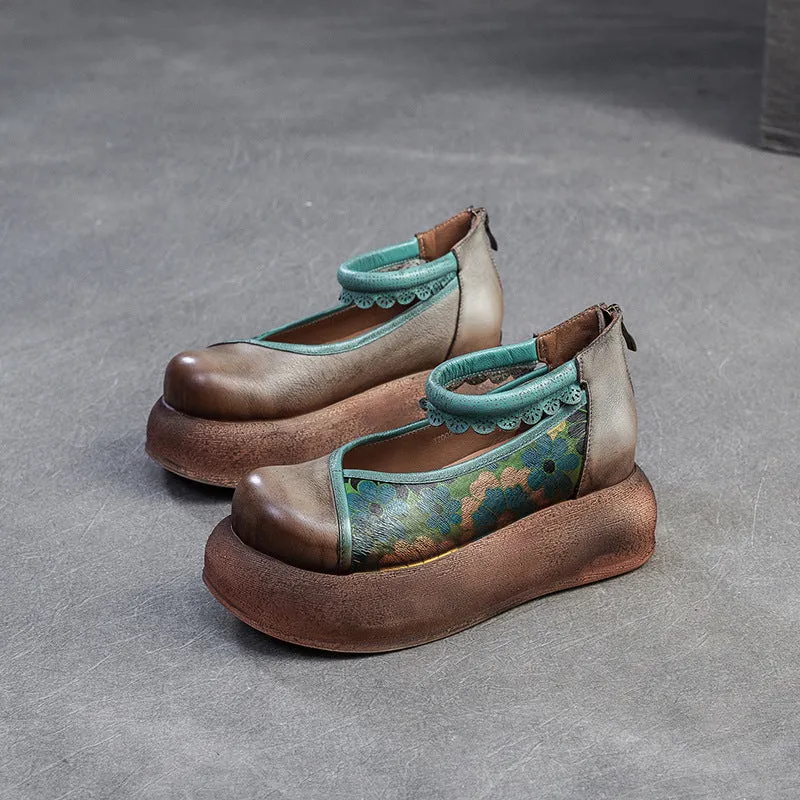 Ladies Spring Vintage Ethnic Style Printed Soft Platform Sandals