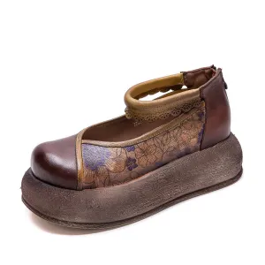 Ladies Spring Vintage Ethnic Style Printed Soft Platform Sandals