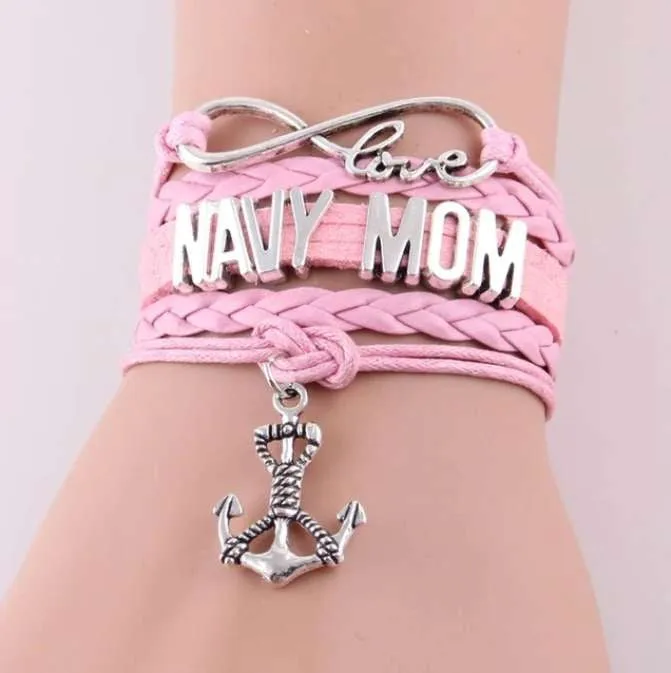 Leather Navy Charm Bracelet - Mom or Wife Styles!