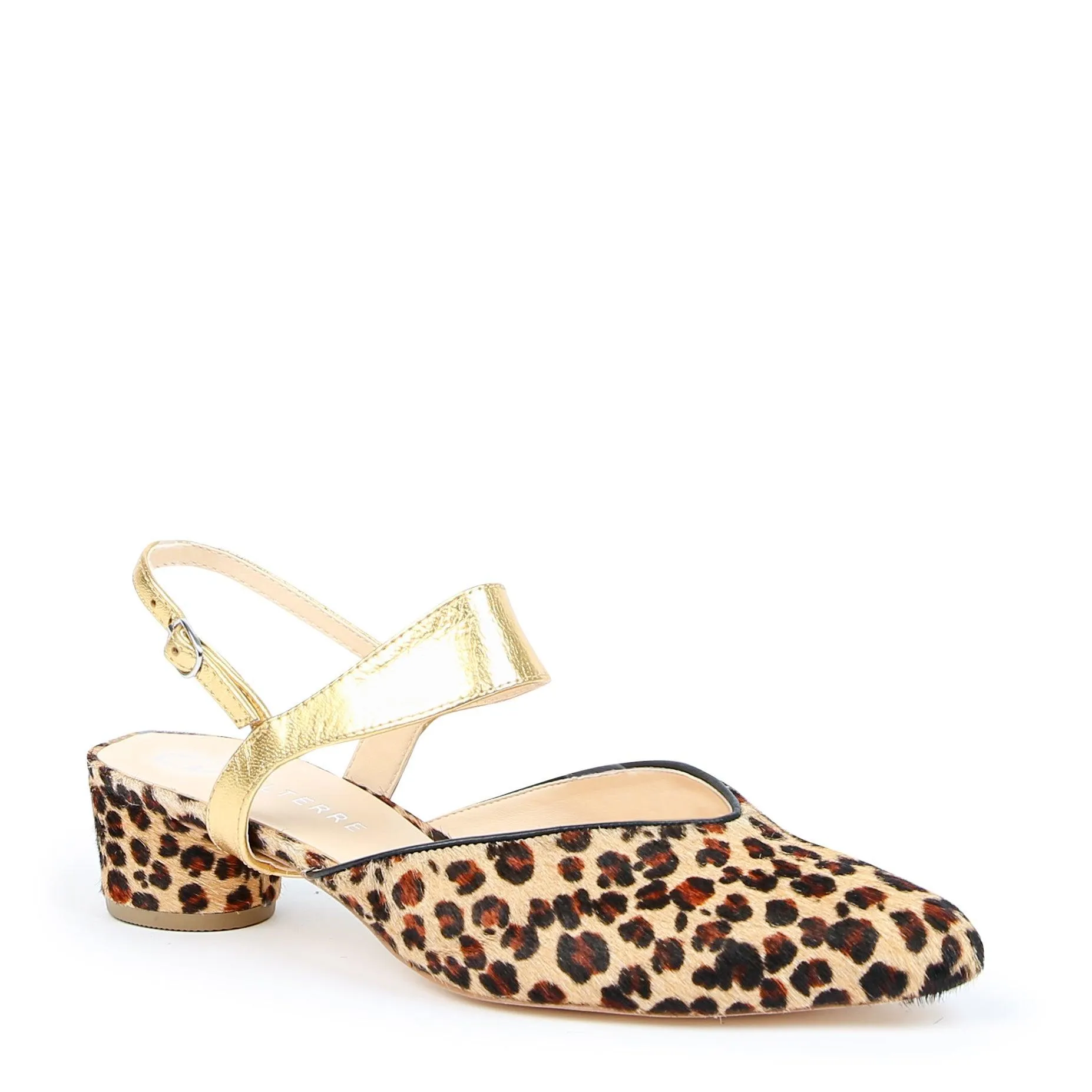 Leopard V Slide   Gold Elsie Strap