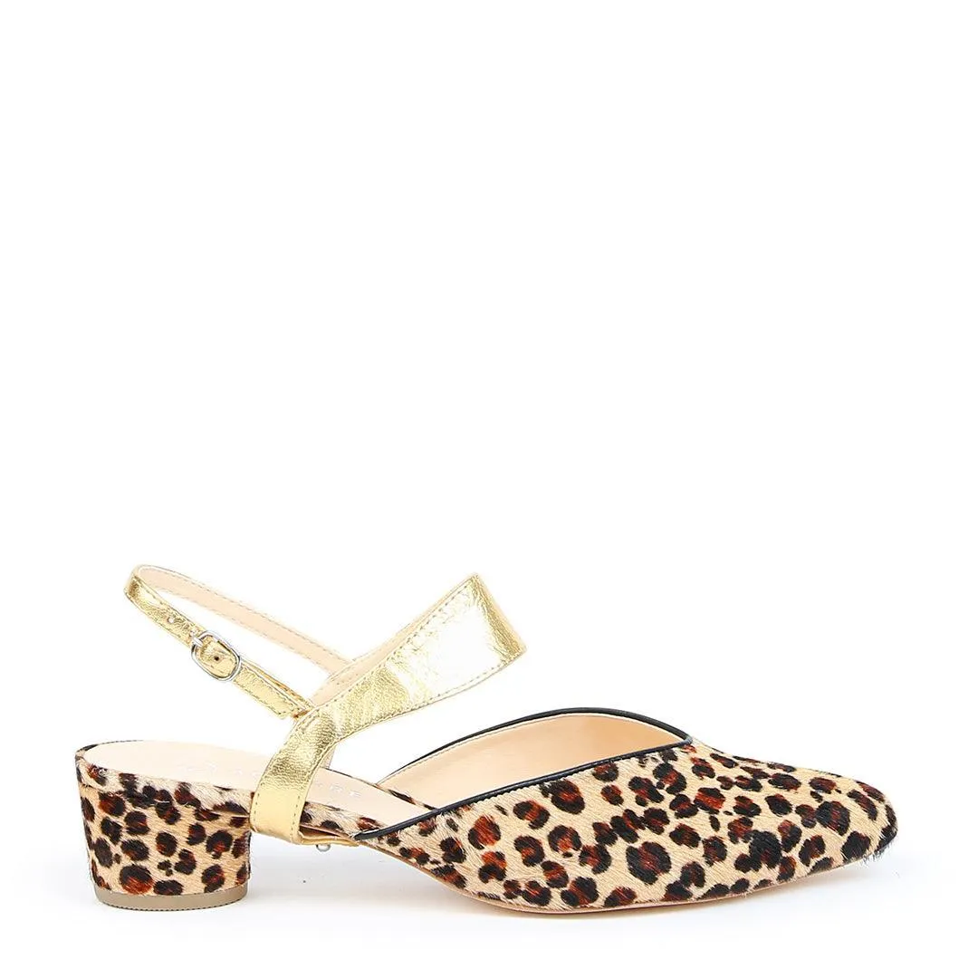 Leopard V Slide   Gold Elsie Strap
