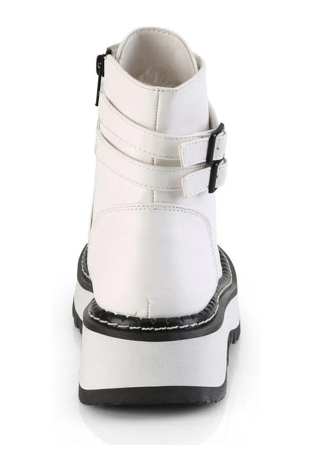 LILITH-152 Ankle Boot | White Faux Leather
