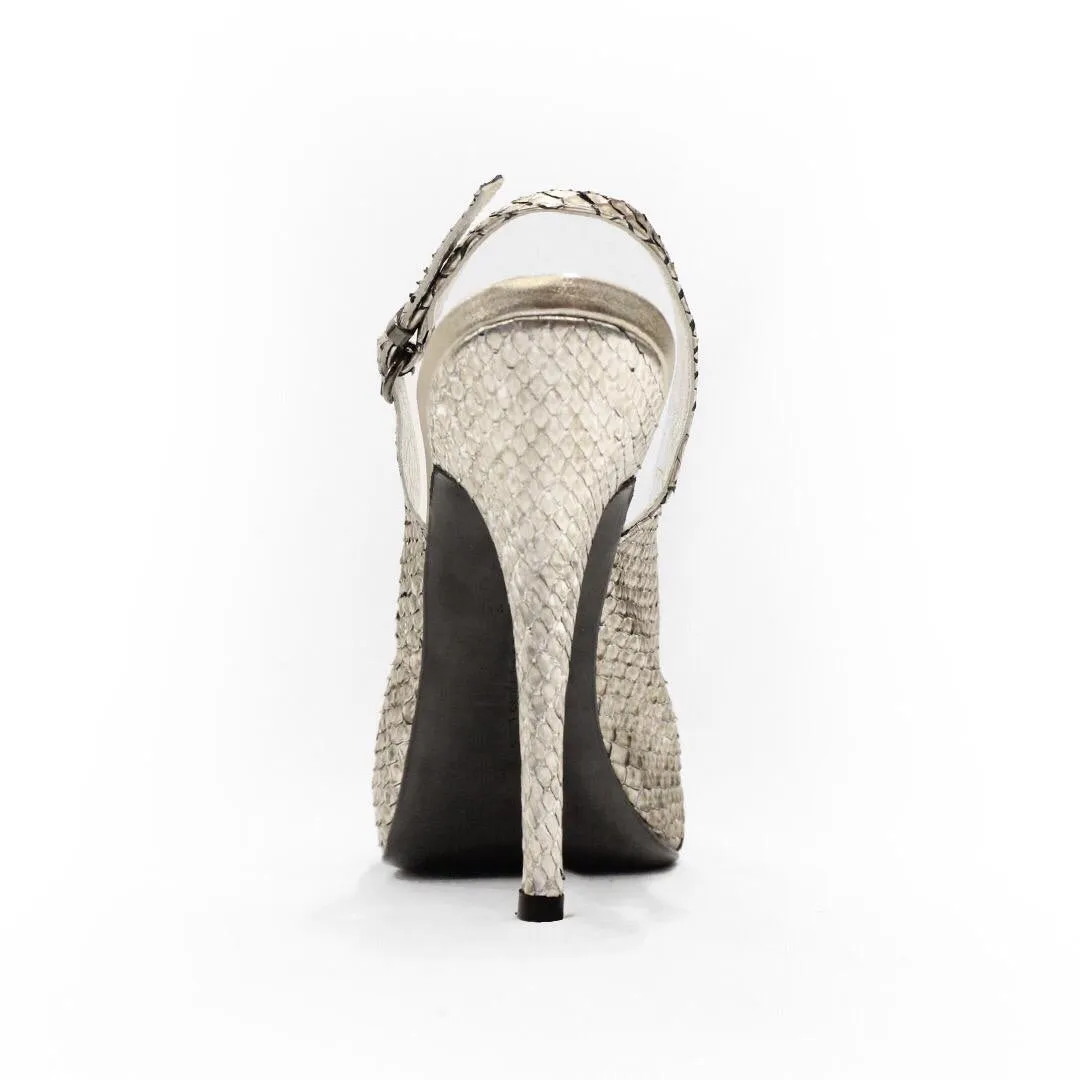Phyton peep toe sandal