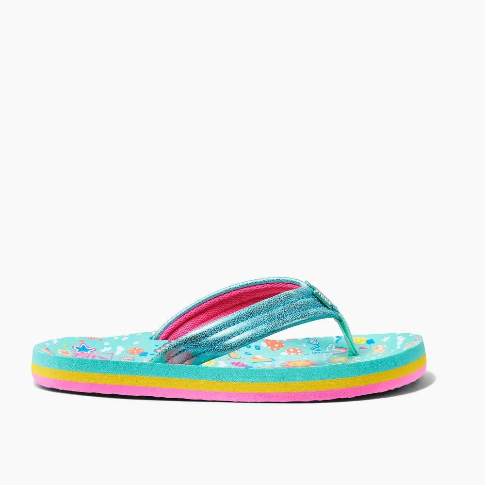 Reef Kids Ahi Flip Flops - Love Rainbow