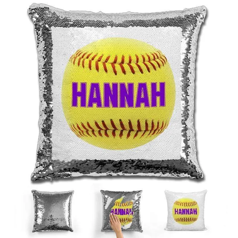 Softball Personalized Magic Sequin Pillow