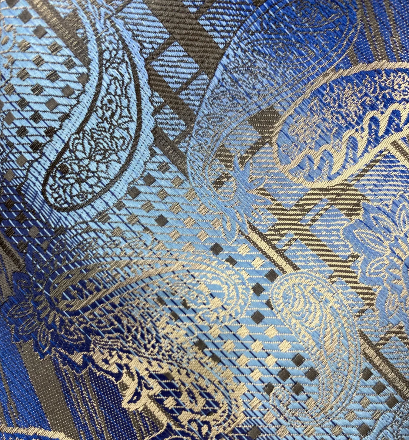 Stacy Adams Tie and Handkerchief - Blue Geometric Paisley T20