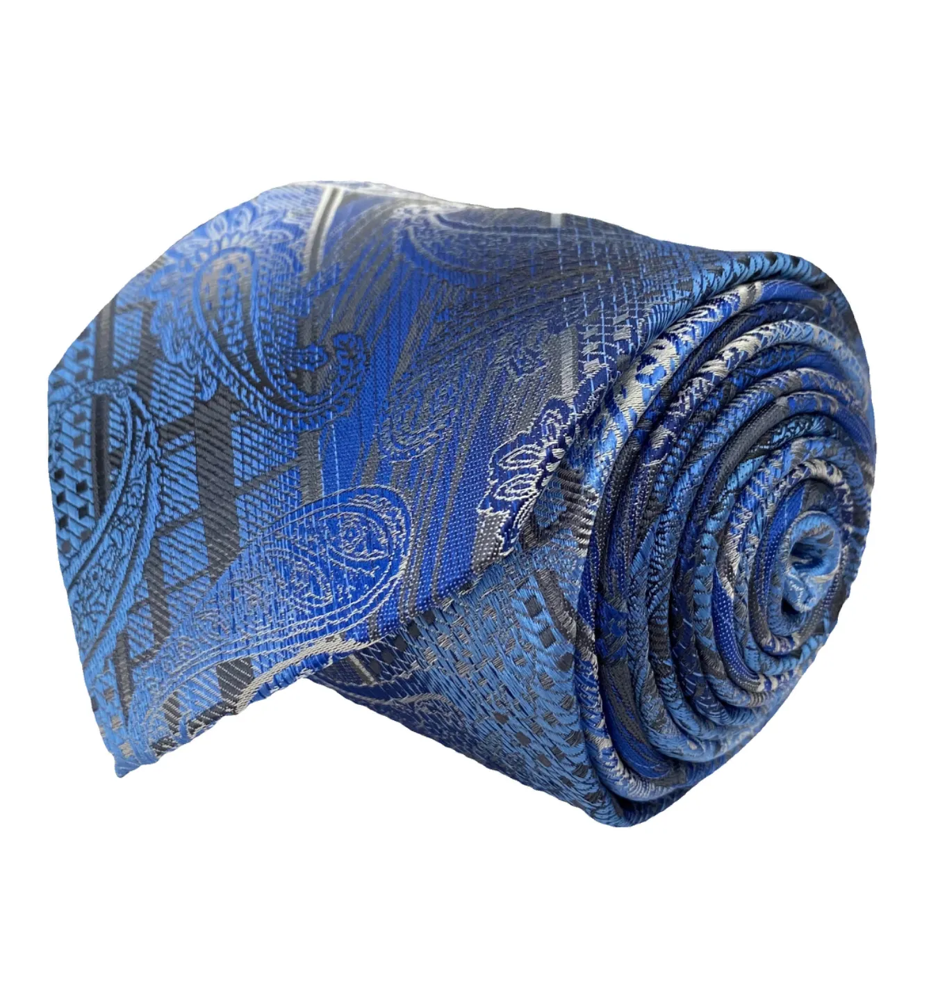 Stacy Adams Tie and Handkerchief - Blue Geometric Paisley T20