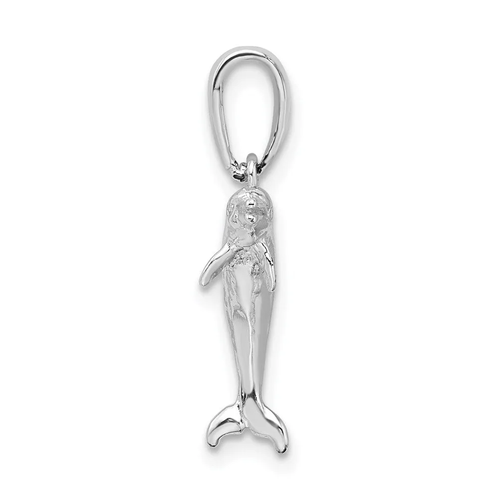 Sterling Silver Polished 3D Jumping Dolphin Pendant