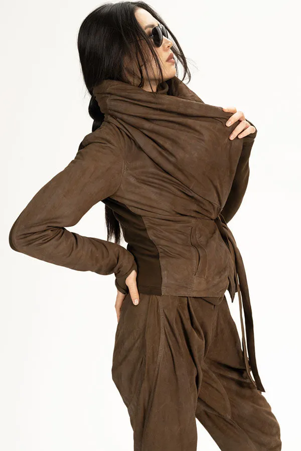 Suede High Neck Padded Jacket