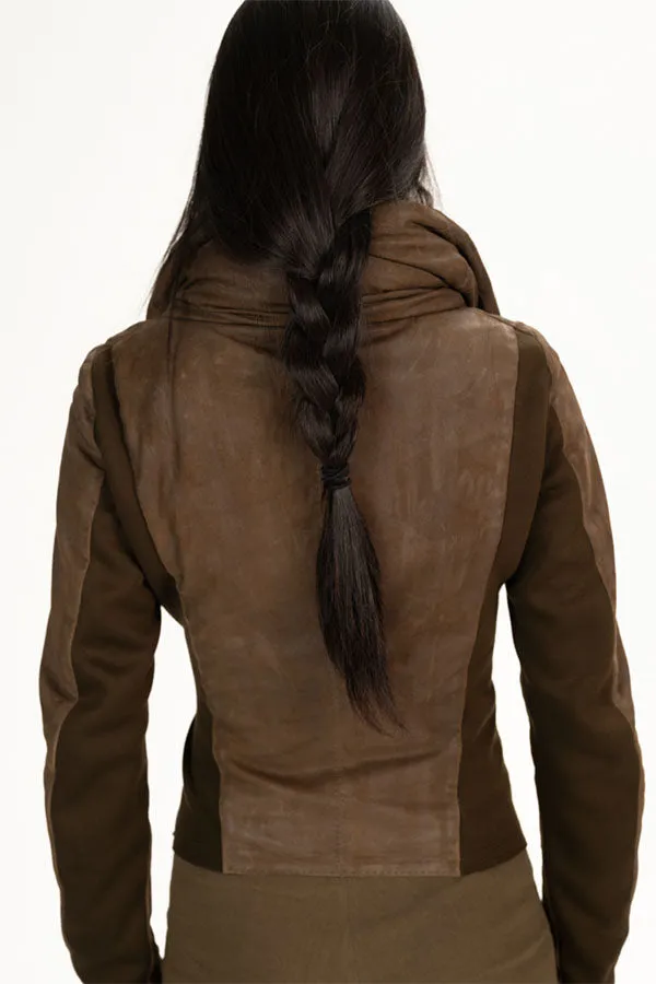 Suede High Neck Padded Jacket