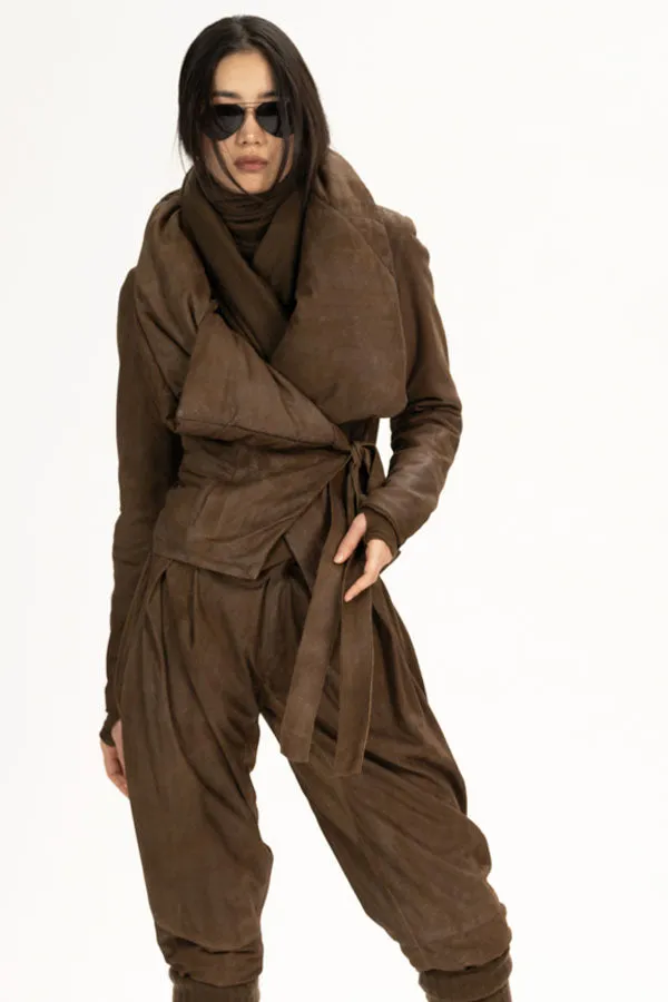 Suede High Neck Padded Jacket