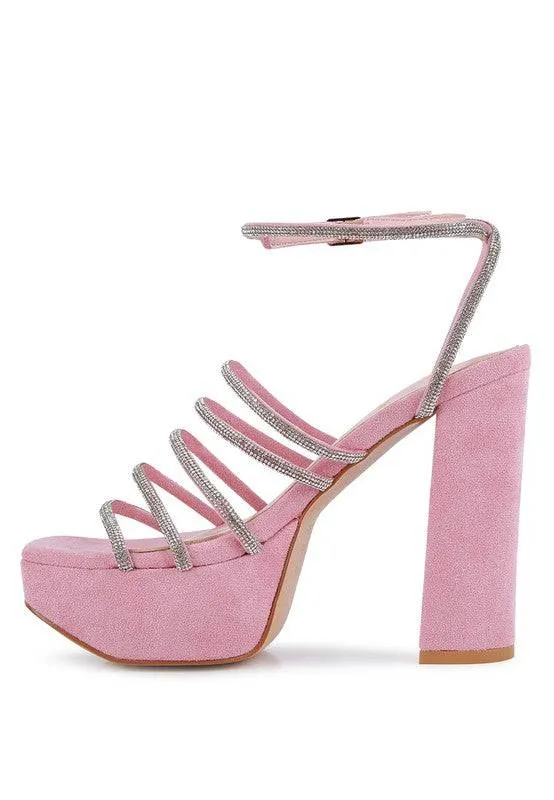 TRICKS SNAKE SKIN HIGH BLOCK HEELED SANDALS